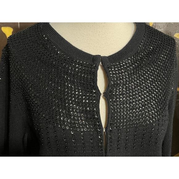 Pure Collection Beaded Wool Cardigan Long Sleeve Sweater Size 12 - Picture 4 of 4